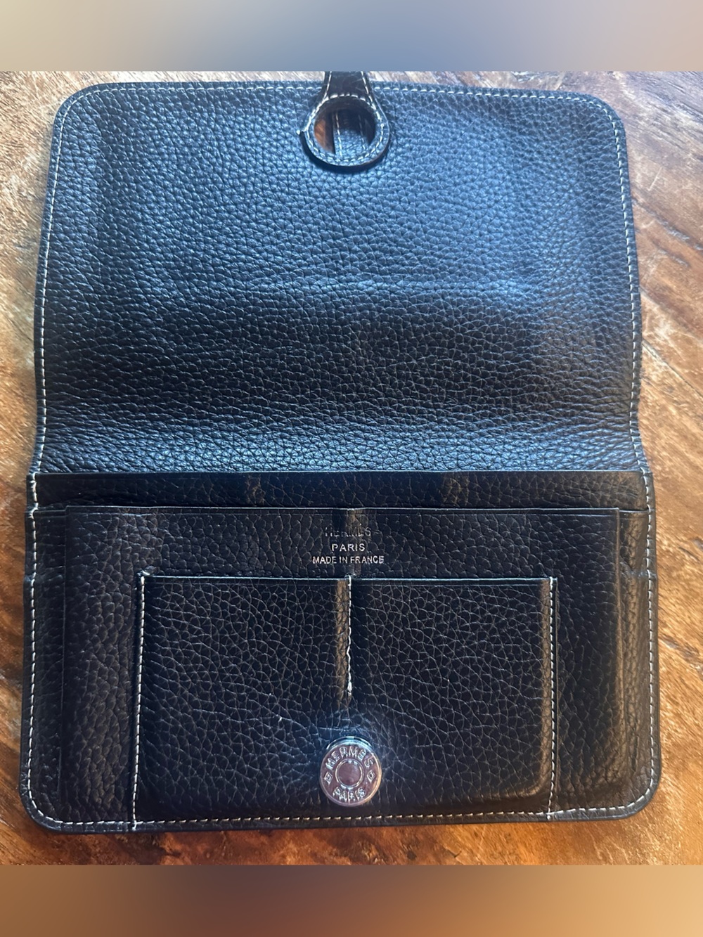 Hermes Black Pebbled Leather Wallet Clutch - Picture 5 of 10
